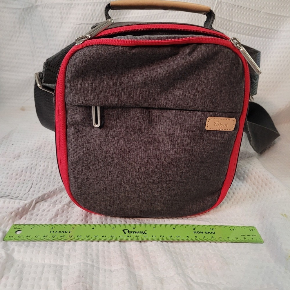Cricut Joy Machine Tote Bag Gray Red Carrying Case Shoulder Strap Travel Padded